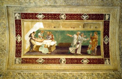 Scena di un medico che assiste un malato, dipinto sul soffitto del Giardino Segreto da Giulio Romano